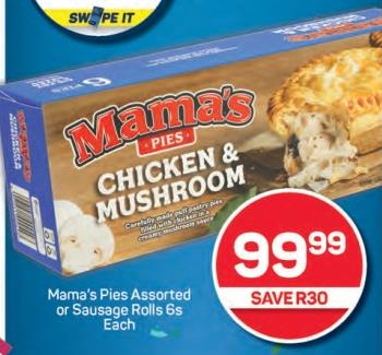 Mama's Pies Assorted or Sausage Rolls 6s Each