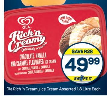 Ola Rich 'n Creamy Ice Cream Assorted 1.8 Litre Each