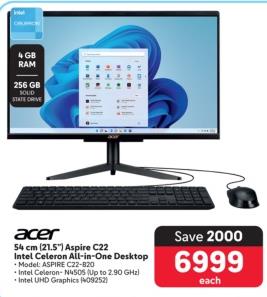 acer 54 cm (21.5") Aspire C22 Intel Celeron All-in-One Desktop 