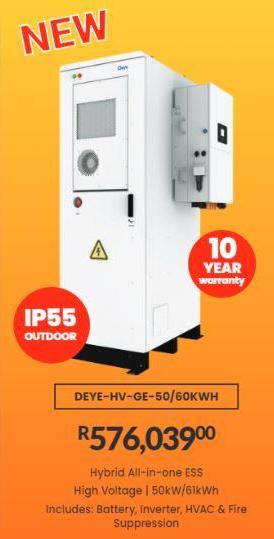 Hybrid All-in-one ESS High Voltage | 50kW/61kWh Includes: Battery, Inverter, HVAC & Fire Suppression