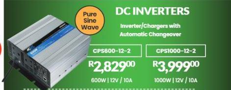 DC INVERTERS Inverter/Chargers with Automatic Changeover 600W/12V/10A