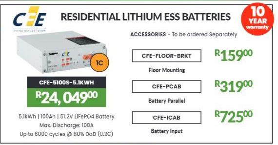 Residential Lithium ESS Batteries CFE-5100S-5.1KWH