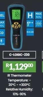 IR Thermometer Temperature: -20°C - +300°C Relative Humidity: 10%-90%