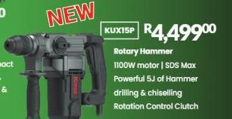 Rotary Hammer, 1100W motor | SDS Max, Powerful 5J of Hammer, drilling & chiselling, Rotation Control Clutch