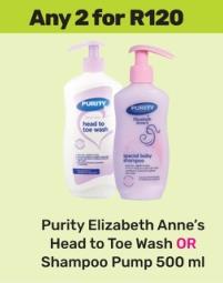 Purity Elizabeth Anne’s Head to Toe Wash OR Shampoo Pump Any 2 