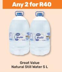 Great Value Natural Still Water 5L Any 2