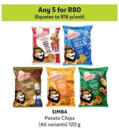 SIMBA Potato Chips (All variants) 120gm Any 5