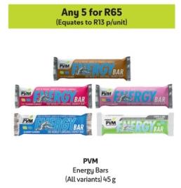 PVM Energy Bars (All variants) 45g Any 5