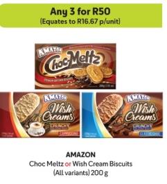 AMAZON Choc Meltz or Wish Cream Biscuits (All variants) any 3 