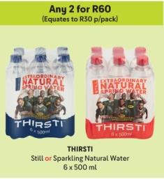 THIRSTI Still or Sparkling Natural Water 6 x 500 ml Any 2