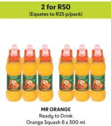 MR ORANGE Ready to Drink Orange Squash 6 x 300 ml