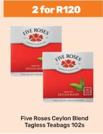 Five Roses Ceylon Blend Tagless Teabags 102s