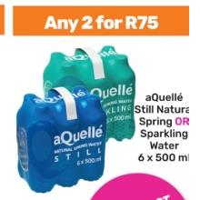 aQuellé Still Natural Spring or Sparkling Water 6x500ml Any 2