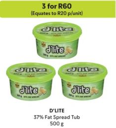 D'Lite 37% Fat Spread Tub 500g