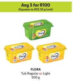 FLORA Tub Regular or Light 500g Any 3