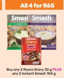 Royco Gravy 32g PLUS Instant Smash 104g 