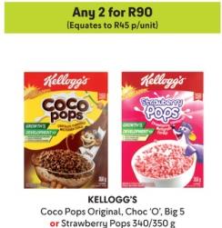 KELLOGG'S Coco Pops Original, Choc 'O', Big 5 or Strawberry Pops any 2 