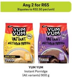 YUM YUM Instant Porridge (All variants) any 2 