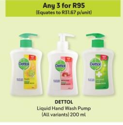 DETTOL Liquid Hand Wash Pump (All variants) 200ml Any 3