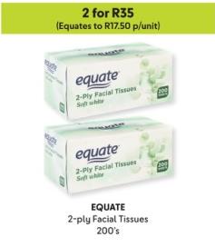 EQUATE 2-Ply Facial Tissues 200s