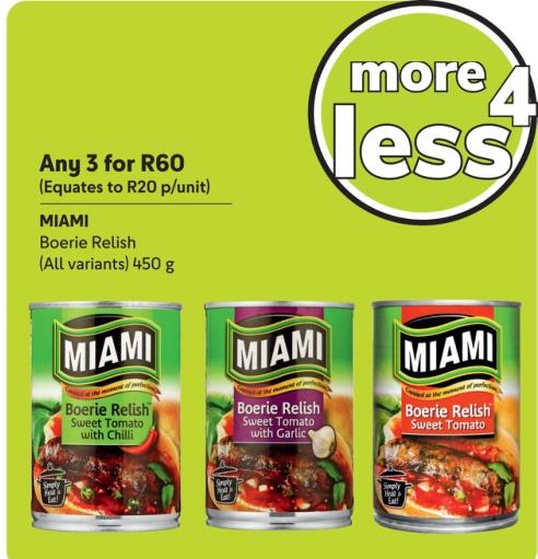 MIAMI Boerie Relish (All variants) 450g any 3 