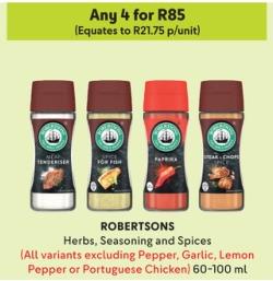 Robertsons Herbs, Seasoning and Spices any 4 