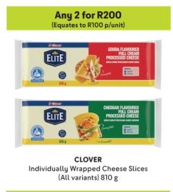 Any 2 Clover Individually Wrapped Cheese Slices (All variants) 810g