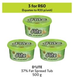 D'LITE 37% Fat Spread Tub 500 g