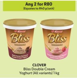 Any 2 CLOVER Bliss Double Cream Yoghurt (All variants) 1 kg