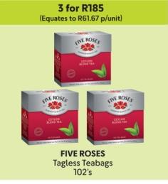 FIVE ROSES Tagless Teabags 102's