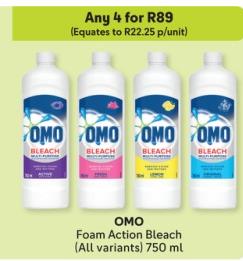 Any 4 OMO Foam Action Bleach (All variants) 750 ml