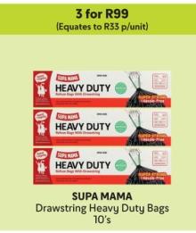 SUPA MAMA Drawstring Heavy Duty Bags 10's