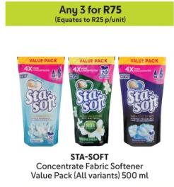 Any 3 STA-SOFT Concentrate Fabric Softener Value Pack (All variants) 500 ml