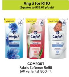 Any 3 COMFORT Fabric Softener Refill (All variants) 800 ml