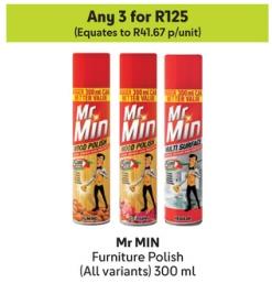 Any 3 Mr MIN Furniture Polish (All variants) 300 ml