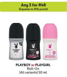 Any 3 PLAYBOY or PLAYGIRL Roll-On (All variants) 50 ml