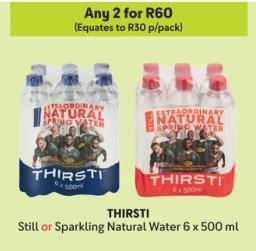 Any 2 THIRSTI Still or Sparkling Natural Water 6 x 500 ml