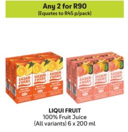 Any 2 LIQUI FRUIT 100% Fruit Juice (All variants) 6 x 200 ml