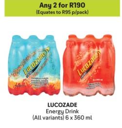 Any 2 LUCOZADE Energy Drink (All variants) 6 x 360 ml