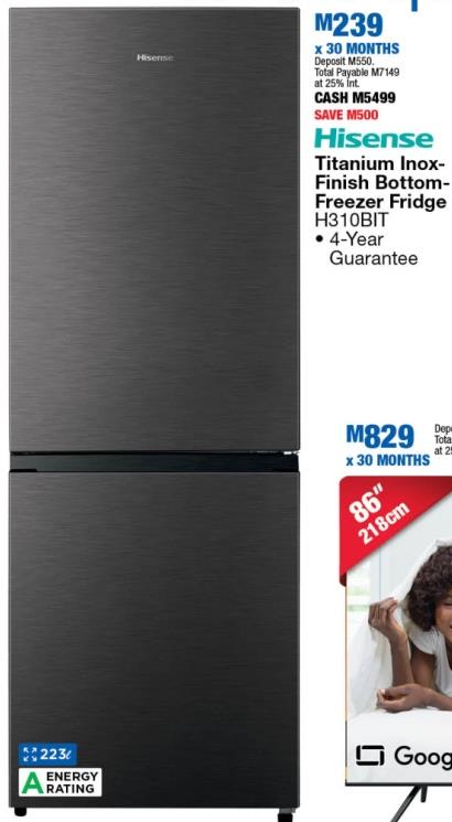 Hisense Titanium Inox-Finish Bottom-Freezer Fridge 