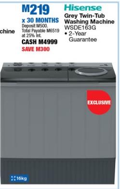 Hisense Grey Twin-Tub Washing Machine