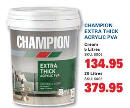 CHAMPION EXTRA THICK ACRYLIC PVA CREAM 20L