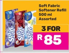 Soft Fabric Softener Refill 500 ml Assorted