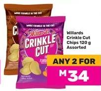 Willards Crinkle Cut Chips 120g Assorted Any 2