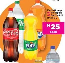 Fanta Orange OR Pineapple OR Sprite Soft Drink 2L