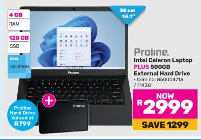 Proline Intel Celeron Laptop PLUS 500GB External Hard Drive