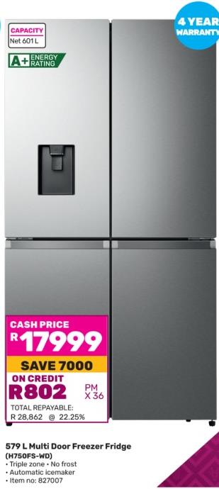 Hisense 579 L Multi Door Freezer Fridge (H750FS-WD)