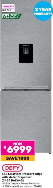 Defy 348 L Bottom Freezer Fridge with Water Dispenser (C455 DAC645)