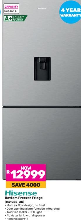 Hisense Bottom Freezer Fridge (H610BS-WD)