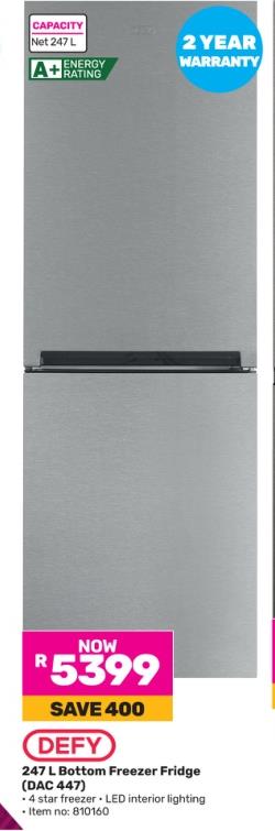 Defy 247 L Bottom Freezer Fridge (DAC 447)